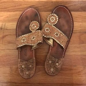 Gold jack Rodger flip flops